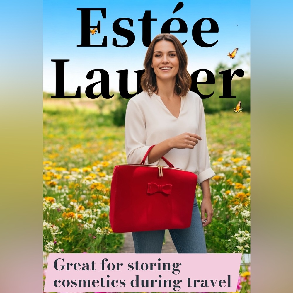 Estee Lauder Vibrant Red Cosmetic Bag